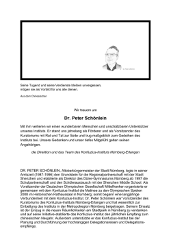 Dr. Peter Sch&ouml;nlein - Konfuzius-Institut N&uuml;rnberg