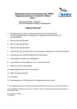 Die Tagesordnung k&ouml;nnen Sie hier einsehen.