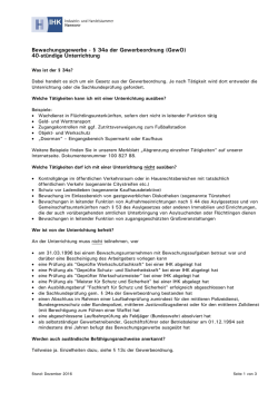 Unterrichtung im Bewachungsgewerbe &sect; 34a - IHK Hannover