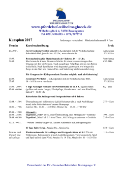 Kursplan 2017 - Pferdehof Wilhelmsglück