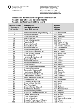 Verzeichnis der steuerpflichtigen Inlandbrauereien Registre des