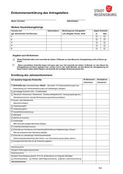 Einkommenserkl&auml;rung des Antragstellers
