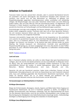 Arbeiten in Frankreich