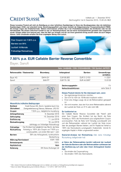 7.50% p.a. EUR Callable Barrier Reverse Convertible Bayer, Sanofi
