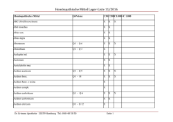 Hom&ouml;opathische Mittel Lager-Liste 11/2016