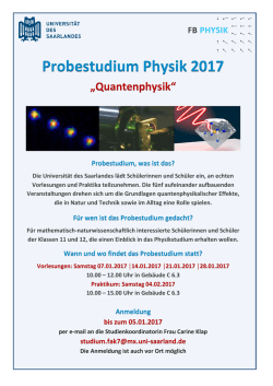 Probestudium Physik 2017 - Universität des Saarlandes