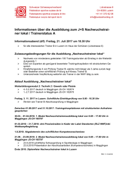 Informationen &uuml;ber die Ausbildung zum J+S Nachwuchstrai