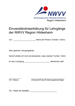 Einverständniserklärung für Lehrgänge der NWVV Region Hildesheim