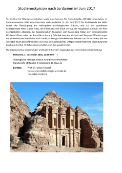 Studienexkursion nach Jordanien im Juni 2017