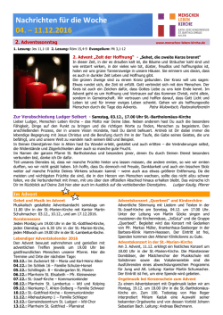 Nachrichten für die Woche 04. – 11.12.2016