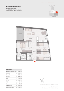 4-Zimmer-Wohnung 12 3. Obergeschoss ca. 89,43 m2 Wohnfläche
