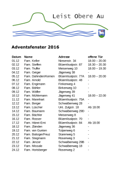 Adventsfenster 2016 - Leist Obere Au Heimberg: Home