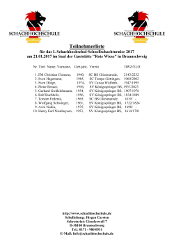 Teilnehmerliste - Schachhochschule Braunschweig