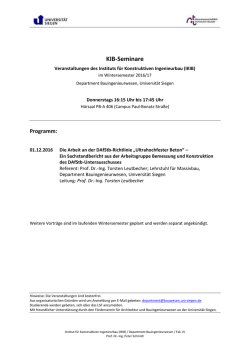 KIB-Seminare - Department Bauingenieurwesen