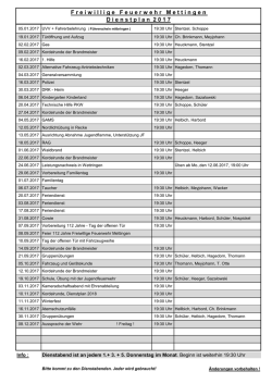 F reiwillige F euerwehr M ettingen D ienstplan 2 0 1 7