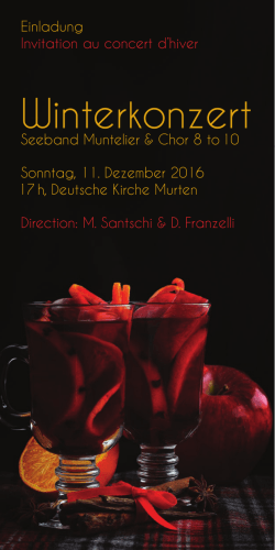 Sonntag, 11. Dezember 2016 um 17h: Winterkonzert mit dem Chor