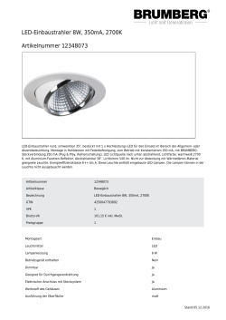 Datenblatt LED-Einbaustrahler 8W, 350mA, 2700K