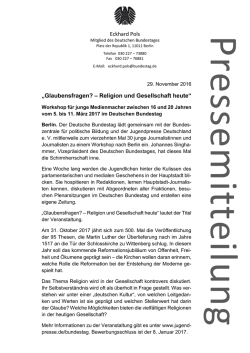 Eckhard Pols &bdquo;Glaubensfragen? &ndash; Religion und Gesellschaft heute&ldquo;