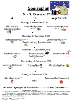Speisenplan für die Woche vom
