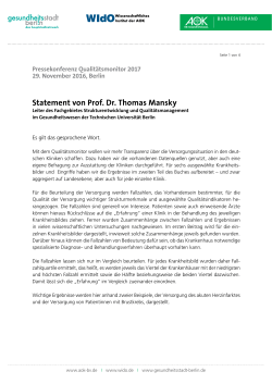 Statement von Prof. Dr. Thomas Mansky