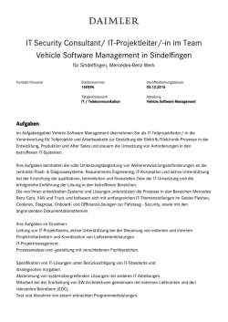 IT Security Consultant/ IT-Projektleiter/-in im Team Vehicle