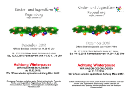 Info Dezember 2016 - Kinder- und Jugendfarm, Regensburg