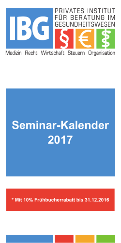 Seminar-Kalender 2017 - IBG Privates Institut für Beratung im