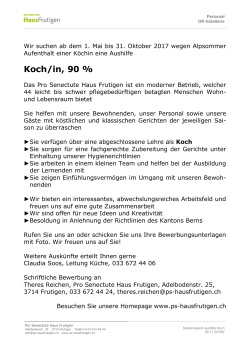 Koch/in, 90 - Pro Senectute Haus Frutigen