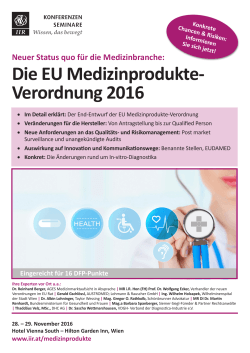 Die EU Medizinprodukte- Verordnung 2016