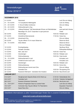 Events Winter 2016-17 - Lech Zürs am Arlberg
