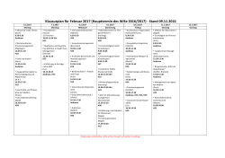 Klausurplan für Februar 2017 (Haupttermin des WiSe 2016/2017