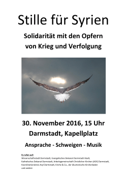 Solidarität mit den Opfern von Krieg und Verfolgung 30. November
