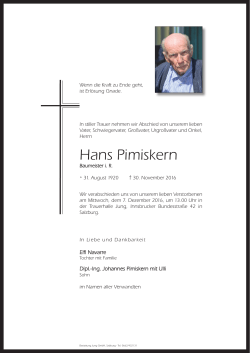 Hans Pimiskern - Bestattung Jung, Salzburg, Bestattungsunternehmen