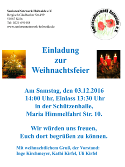 Einladung zur Weihnachtsfeier - SeniorenNetzwerk Holweide e.V.