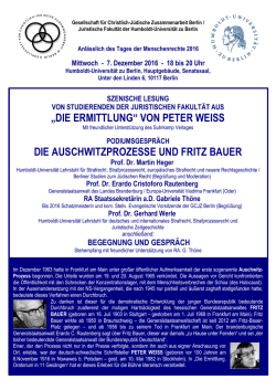 „DIE ERMITTLUNG“ VON PETER WEISS DIE