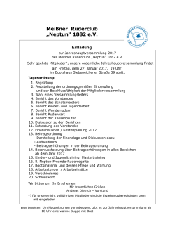 Jahres - Haupt - Versammlung, 19 Uhr im Bootshaus