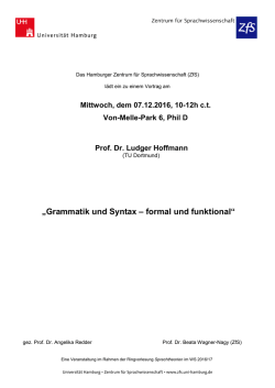 Grammatik und Syntax &ndash; formal und funktional