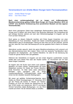 Vereinsrekord von Arlette Meier-Hunger beim Florenzmarathon