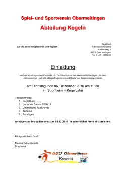 Abteilung Kegeln Einladung - SSV Obermeitingen / Kegeln