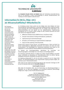 Informatiker/in als Wissenschaftliche/r Mitarbeiter/in