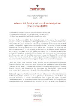 Adinotec AG: Aufsichtsrat bestellt erstmalig einen Finanzvorstand