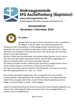 Gemeindebrief November / Dezember 2016