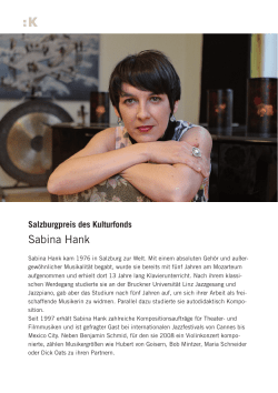 Sabina Hank - Kulturfonds der Stadt Salzburg