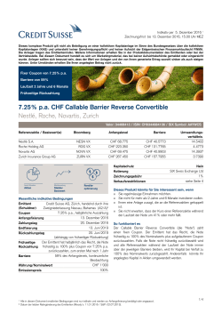 7.25% p.a. CHF Callable Barrier Reverse Convertible Nestlé, Roche