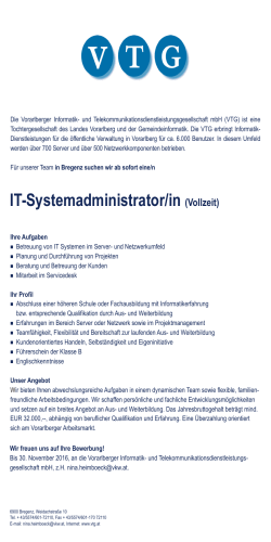 IT-Systemadministrator/in (Vollzeit)