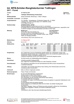 Int. WFB-Sch&uuml;ler-Ranglistenturnier Tuttlingen