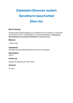 Edelstahl-Ofenrohr isoliert Senotherm beschichtet Zitec-Iso