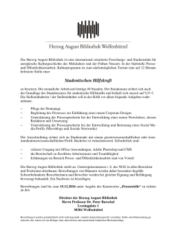 Ausschreibung - Herzog August Bibliothek Wolfenbüttel
