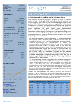 GK bleibt auch in Q3 klar auf Wachstumskurs