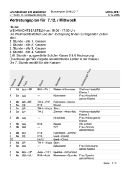 Vertretungsplan - Grundschule am W&auml;ldchen
